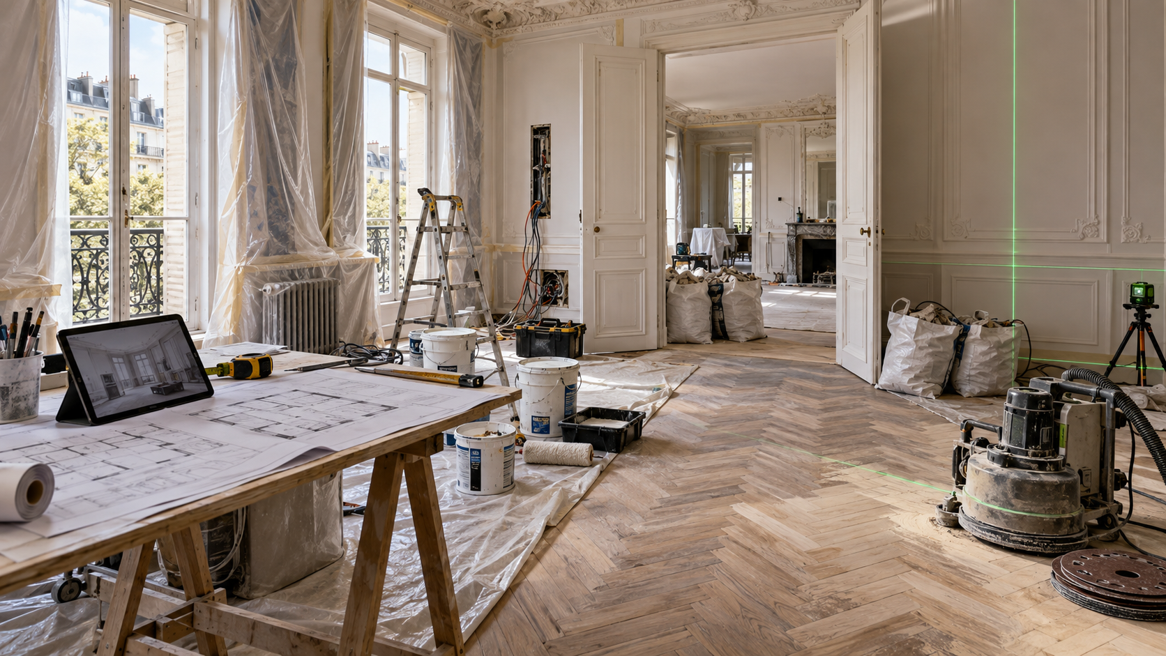 Cantiere di ristrutturazione in un appartamento haussmanniano parigino, Supra Studio