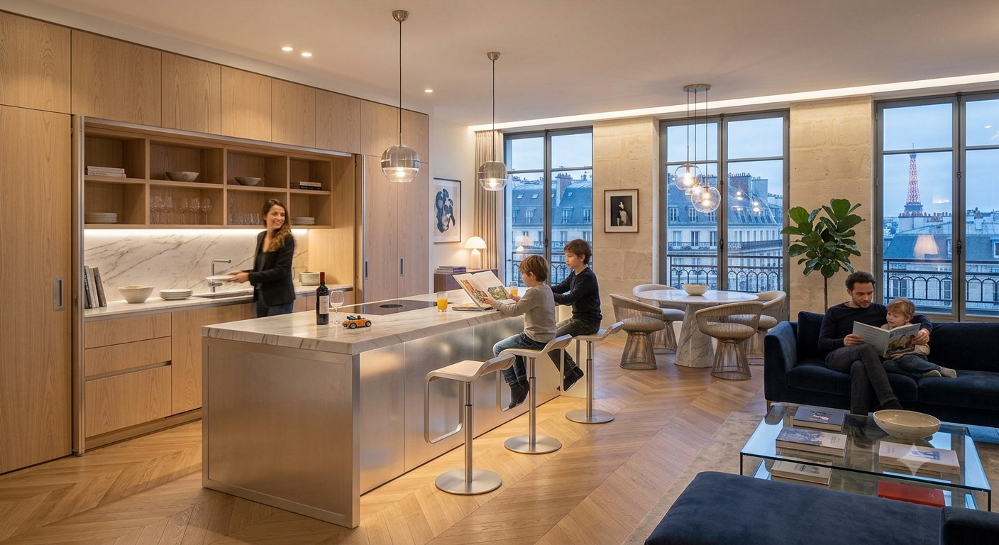 Cucine open space su misura: L'arte di integrarle in un ambiente di vita di alta gamma